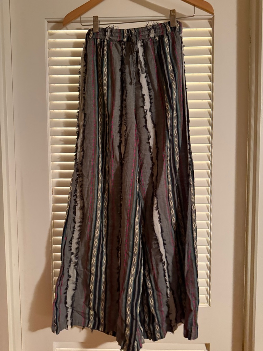 Natural Life Bohemian Striped Wide-Leg pants  - Gray with Multi-Color Stripes